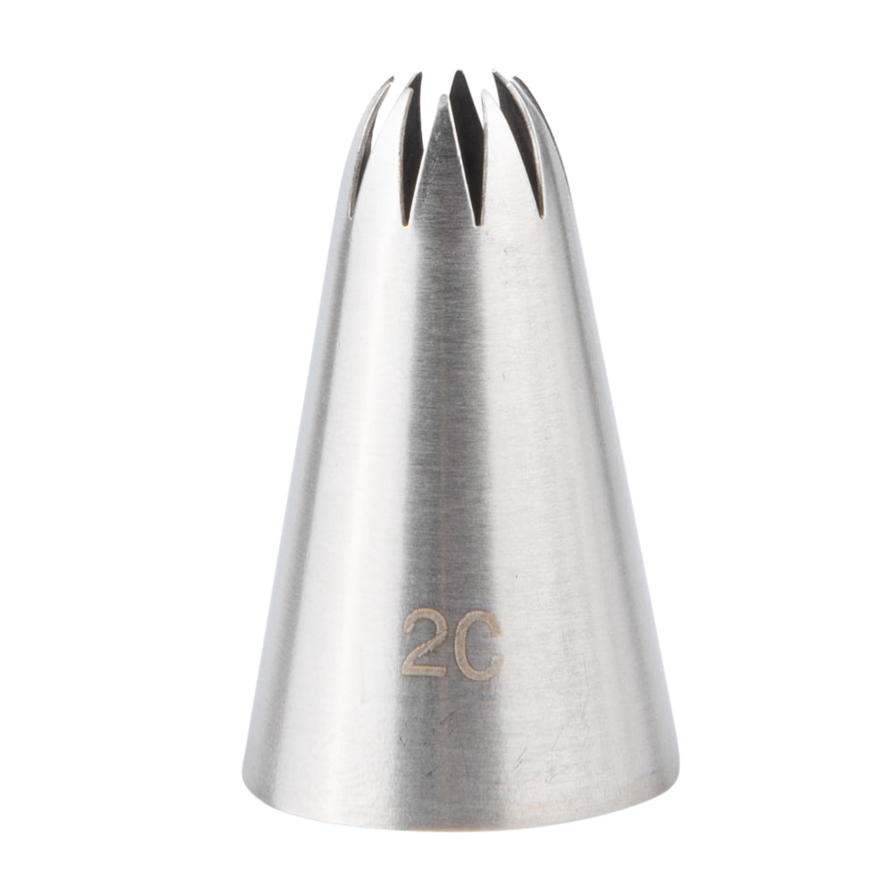 Pastry Tek Stainless Steel #2C Drop Flower Piping Tip - 1" x 1" x 1 1/2" - 1 count box