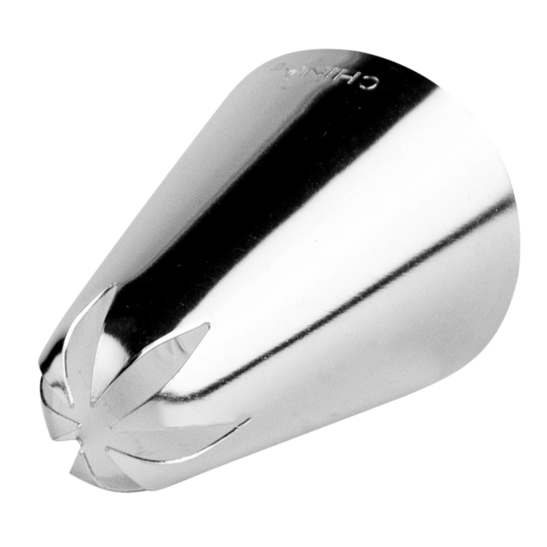 Pastry Tek Stainless Steel #2D Drop Flower Piping Tip - 1" x 1" x 1 1/2" - 1 count box