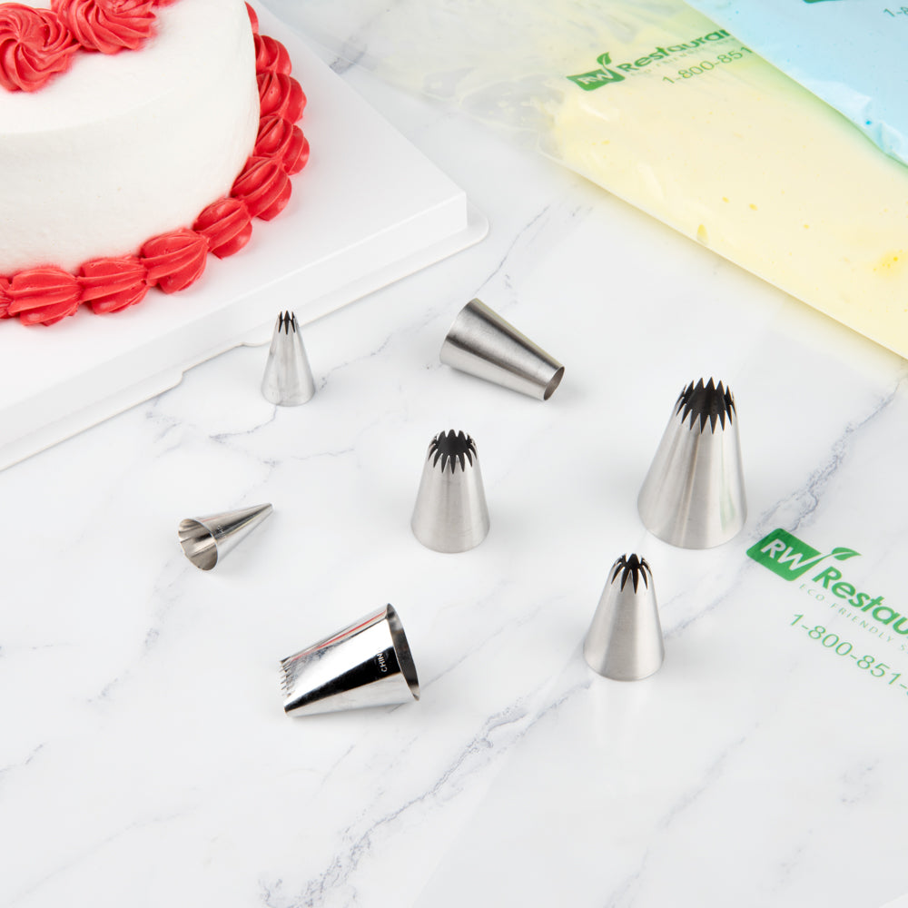 Pastry Tek Stainless Steel #6B Open Star Piping Tip - 1 1/4" x 1 1/4" x 1 3/4" - 1 count box