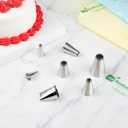 Pastry Tek Stainless Steel #6B Open Star Piping Tip - 1 1/4" x 1 1/4" x 1 3/4" - 1 count box
