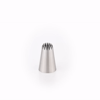 Pastry Tek Stainless Steel #6B Open Star Piping Tip - 1 1/4" x 1 1/4" x 1 3/4" - 1 count box