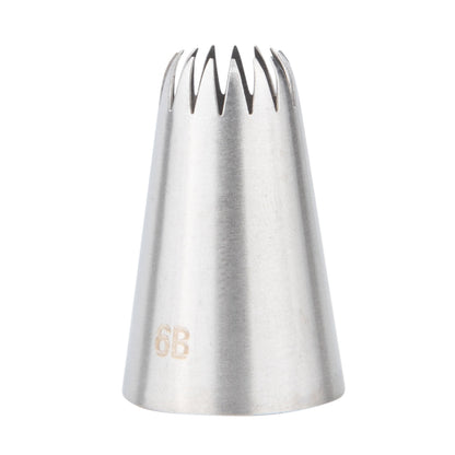 Pastry Tek Stainless Steel #6B Open Star Piping Tip - 1 1/4" x 1 1/4" x 1 3/4" - 1 count box