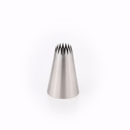 Pastry Tek Stainless Steel #8B Open Star Piping Tip - 1 1/4" x 1 1/4" x 1 3/4" - 1 count box