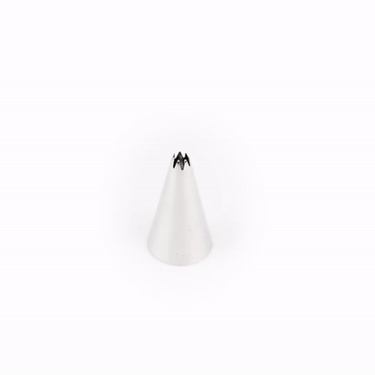 Pastry Tek Stainless Steel #18 Open Star Piping Tip - 3/4" x 3/4" x 1 1/4" - 1 count box