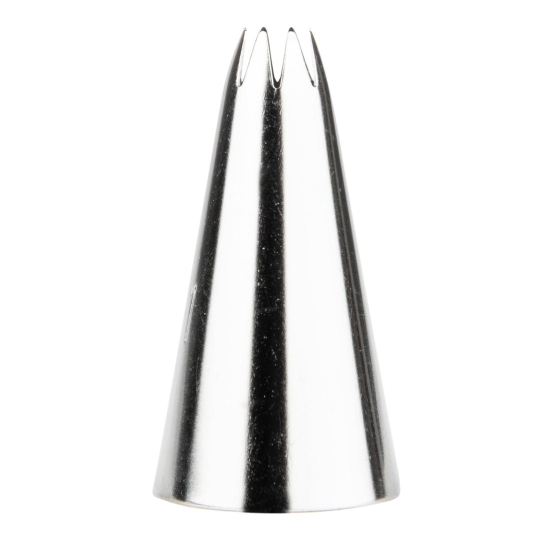 Pastry Tek Stainless Steel #21 Open Star Piping Tip - 3/4" x 3/4" x 1 1/4" - 1 count box