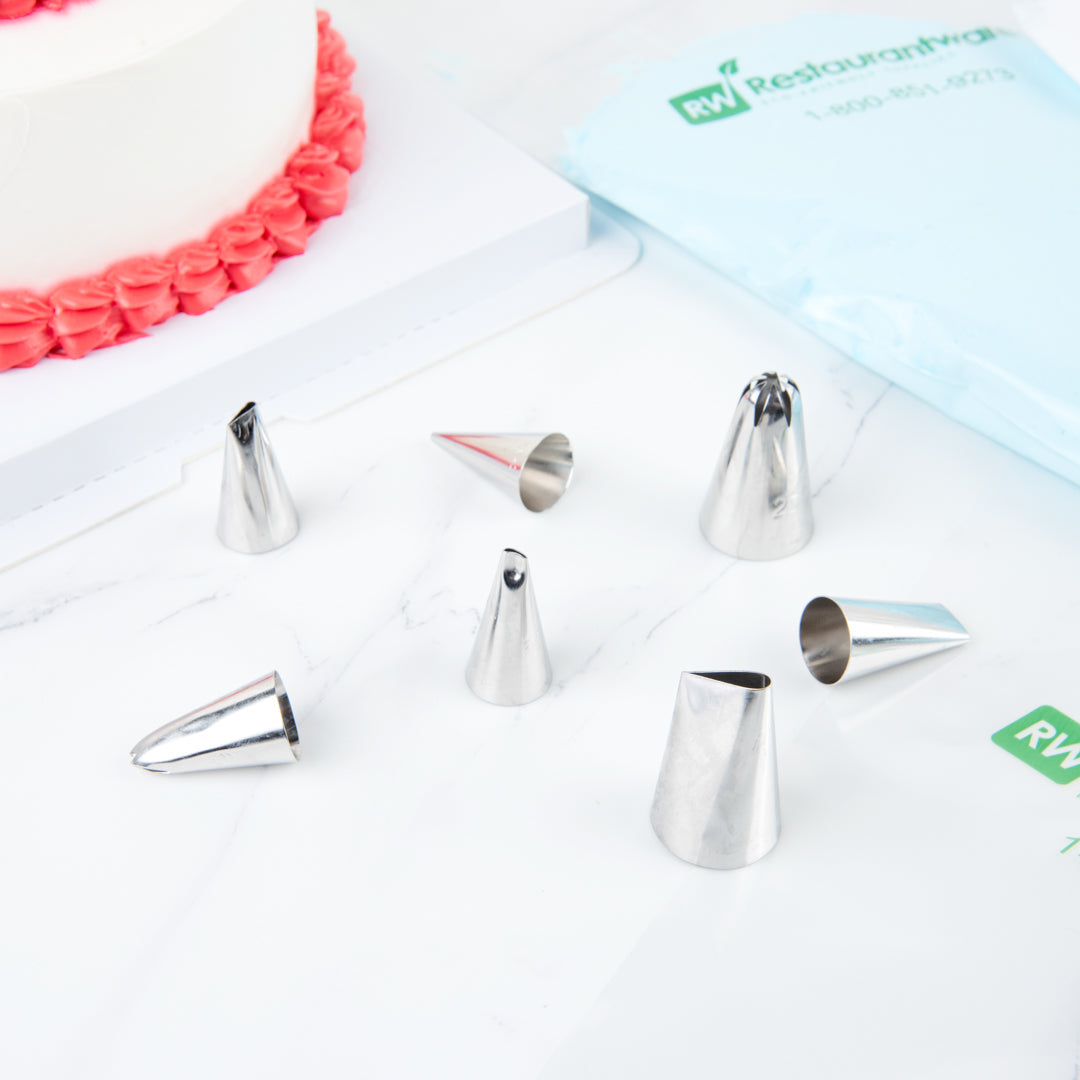 Pastry Tek Stainless Steel #59S/59 Degree Petal Piping Tip - 3/4" x 3/4" x 1 1/4" - 1 count box