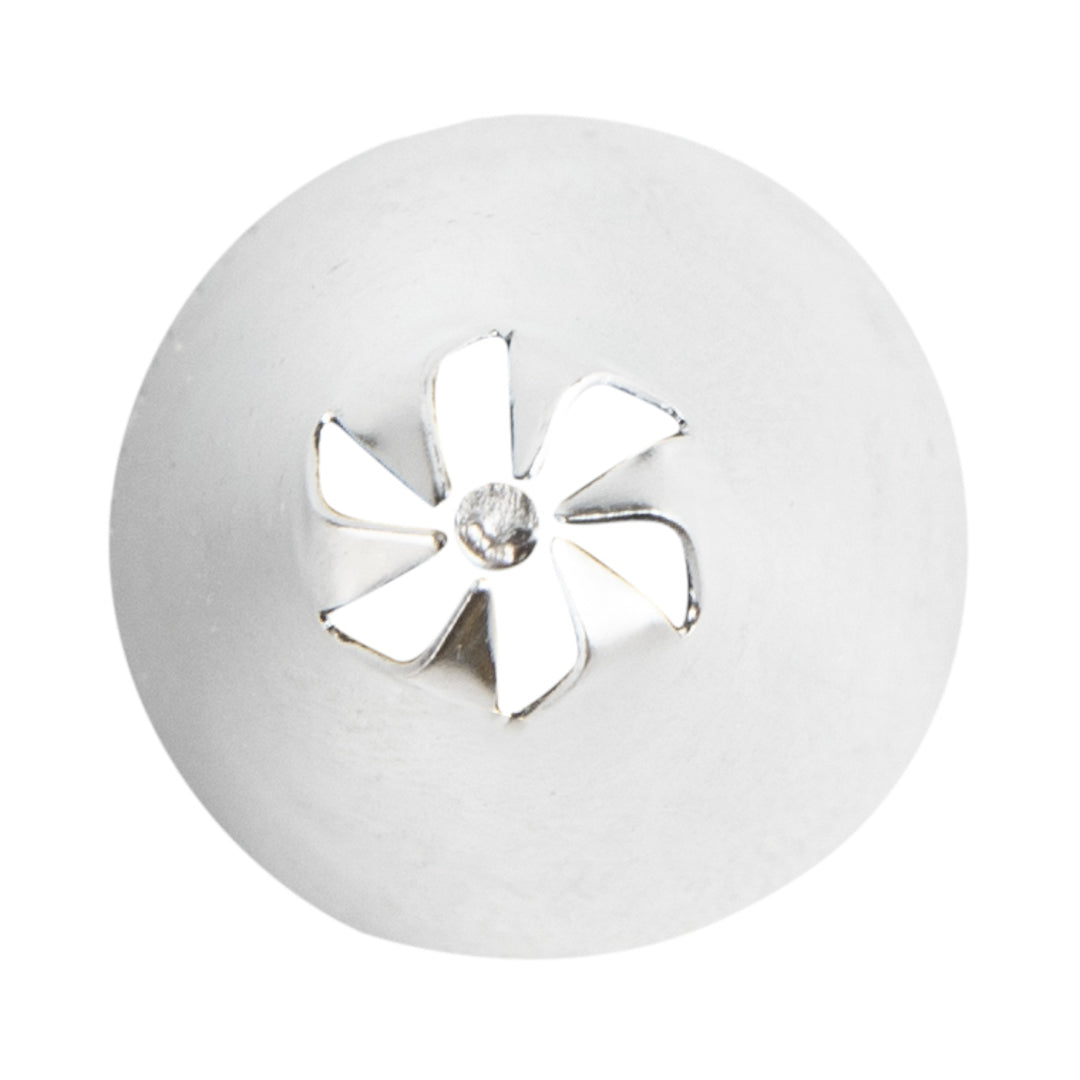 Pastry Tek Stainless Steel #107 Drop Flower Piping Tip - 3/4" x 3/4" x 1 1/4" - 1 count box