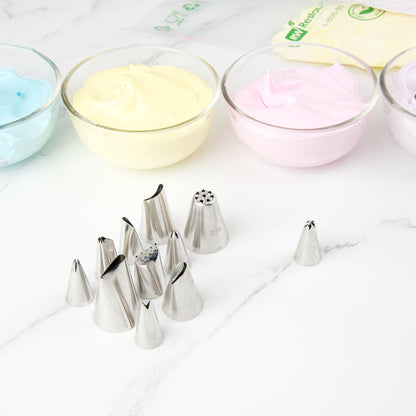 Pastry Tek Stainless Steel #107 Drop Flower Piping Tip - 3/4" x 3/4" x 1 1/4" - 1 count box