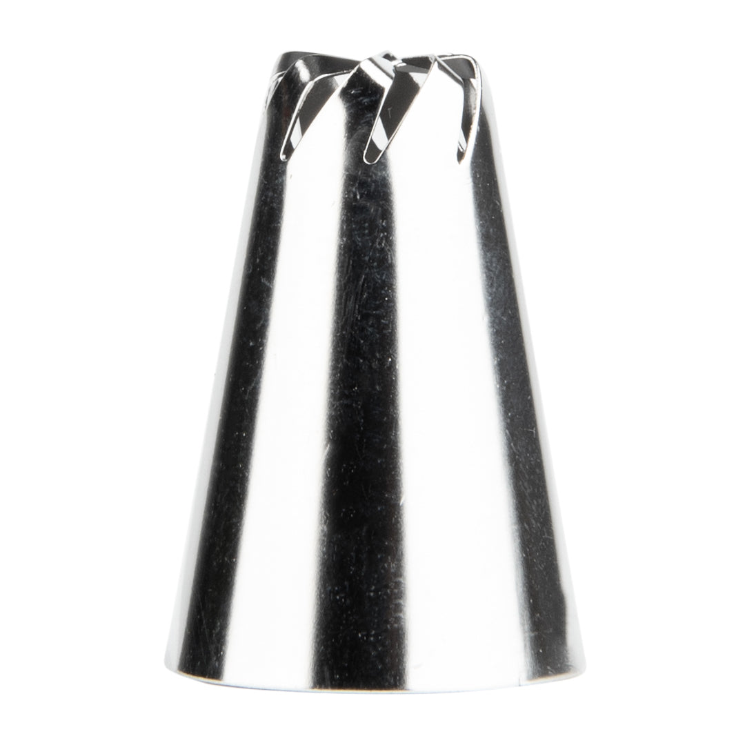 Pastry Tek Stainless Steel #108 Drop Flower Piping Tip - 3/4" x 3/4" x 1 1/4" - 1 count box