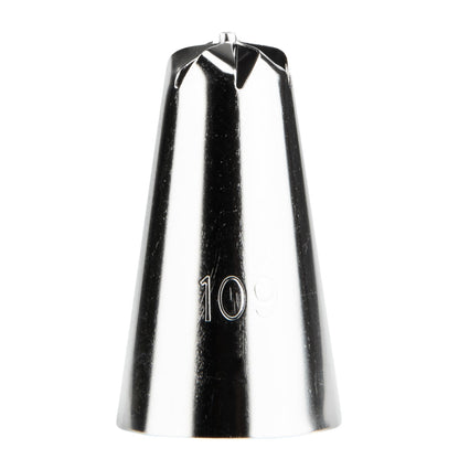 Pastry Tek Stainless Steel #109 Drop Flower Piping Tip - 3/4" x 3/4" x 1 1/2" - 1 count box