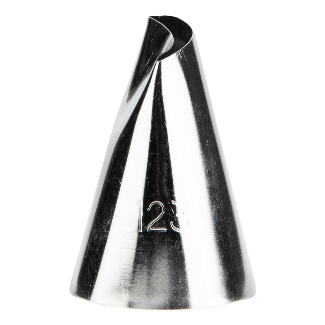 Pastry Tek Stainless Steel #123 Petal Piping Tip - 1" x 1" x 1 1/2" - 1 count box
