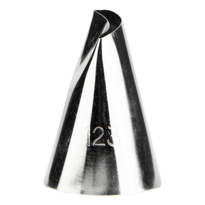 Pastry Tek Stainless Steel #123 Petal Piping Tip - 1" x 1" x 1 1/2" - 1 count box