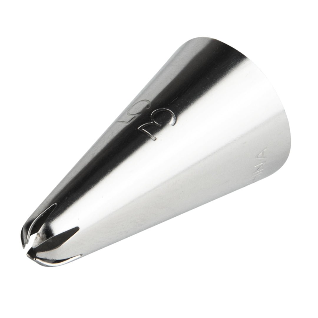 Pastry Tek Stainless Steel #129 Drop Flower Piping Tip - 3/4" x 3/4" x 1 1/4" - 1 count box