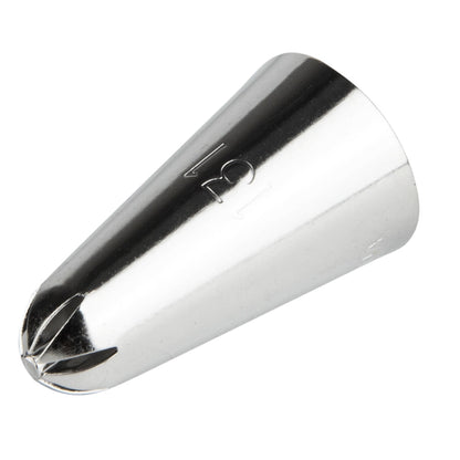 Pastry Tek Stainless Steel #131 Drop Flower Piping Tip - 3/4" x 3/4" x 1 1/4" - 1 count box