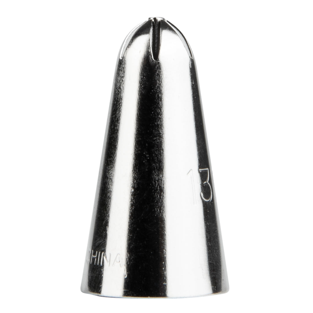Pastry Tek Stainless Steel #131 Drop Flower Piping Tip - 3/4" x 3/4" x 1 1/4" - 1 count box