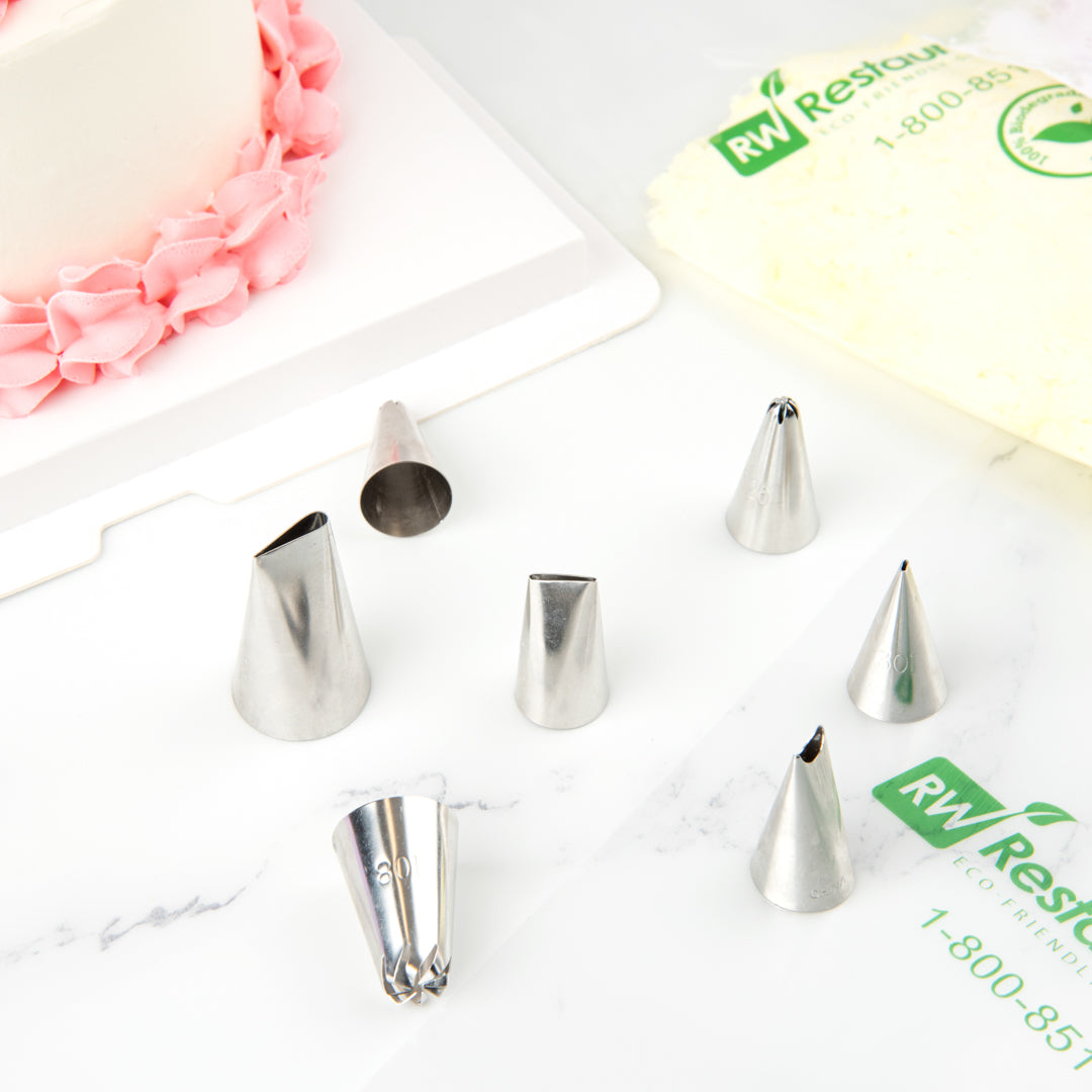 Pastry Tek Stainless Steel #150 Carnation Petal Piping Tip - 3/4" x 3/4" x 1 1/4" - 1 count box