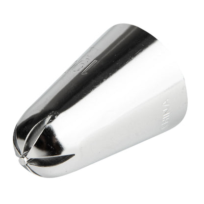 Pastry Tek Stainless Steel #180 Drop Flower Piping Tip - 3/4" x 3/4" x 1 1/4" - 1 count box