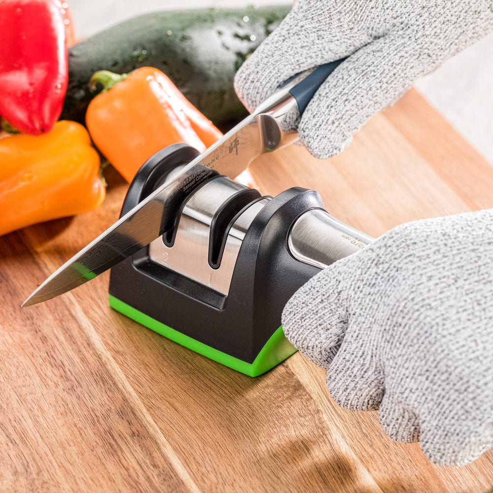 Kitchen tek Commercial Knife Sharpener - Diamond Edge, Manual Tabletop Design - 7 3/4" x 2" x 2 3/4" - 1 count box