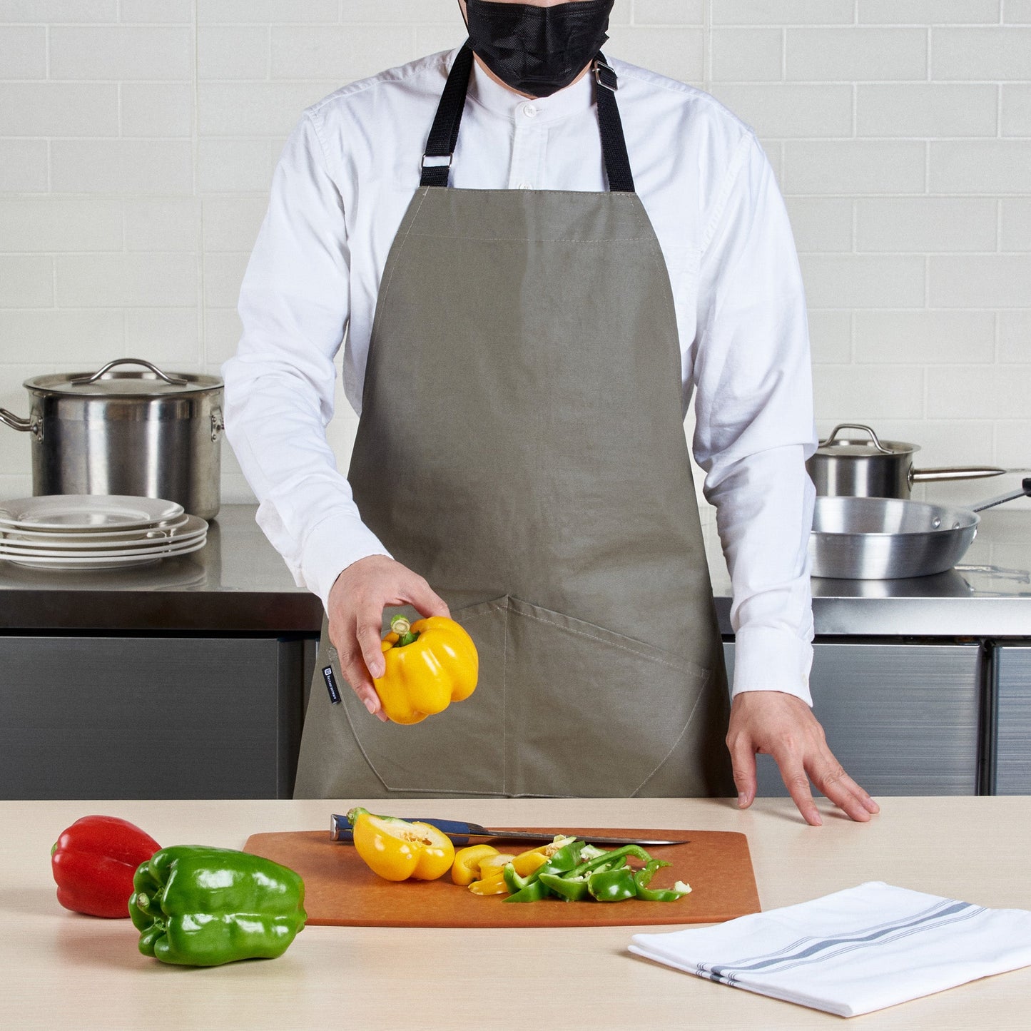 RW Threads Gray Cotton Cooking Apron - Flame Retardant - 32" x 26" - 1 count box