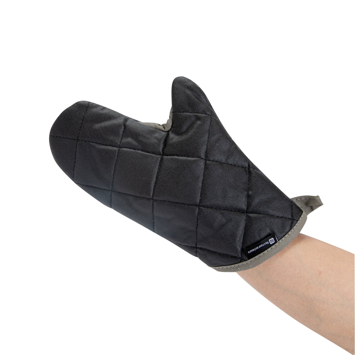 RW Threads Black Cotton Oven Mitt - Flame Retardant, with Thumb Guard - 13 3/4" x 8" x 1" - 1 count box