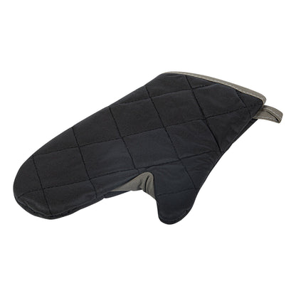 RW Threads Black Cotton Oven Mitt - Flame Retardant, with Thumb Guard - 13 3/4" x 8" x 1" - 1 count box