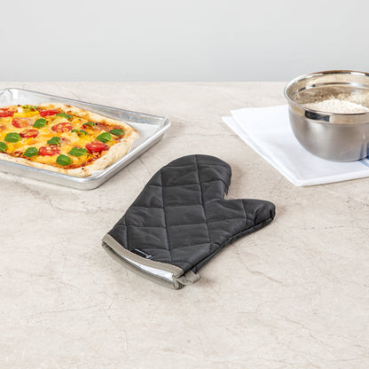 RW Threads Black Cotton Oven Mitt - Flame Retardant, with Thumb Guard - 13 3/4" x 8" x 1" - 1 count box