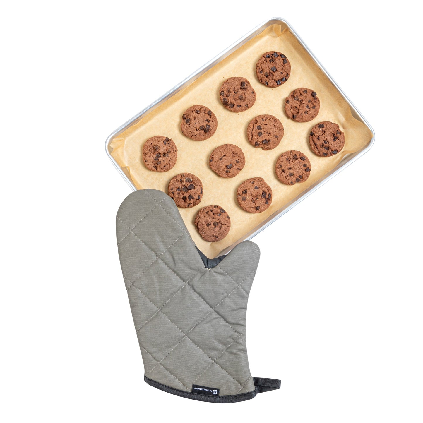 RW Threads Gray Cotton Oven Mitt - Flame Retardant, with Thumb Guard - 13" x 8" x 1/2" - 1 count box