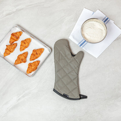 RW Threads Gray Cotton Oven Mitt - Flame Retardant, with Thumb Guard - 17" x 8" x 1/2" - 1 count box