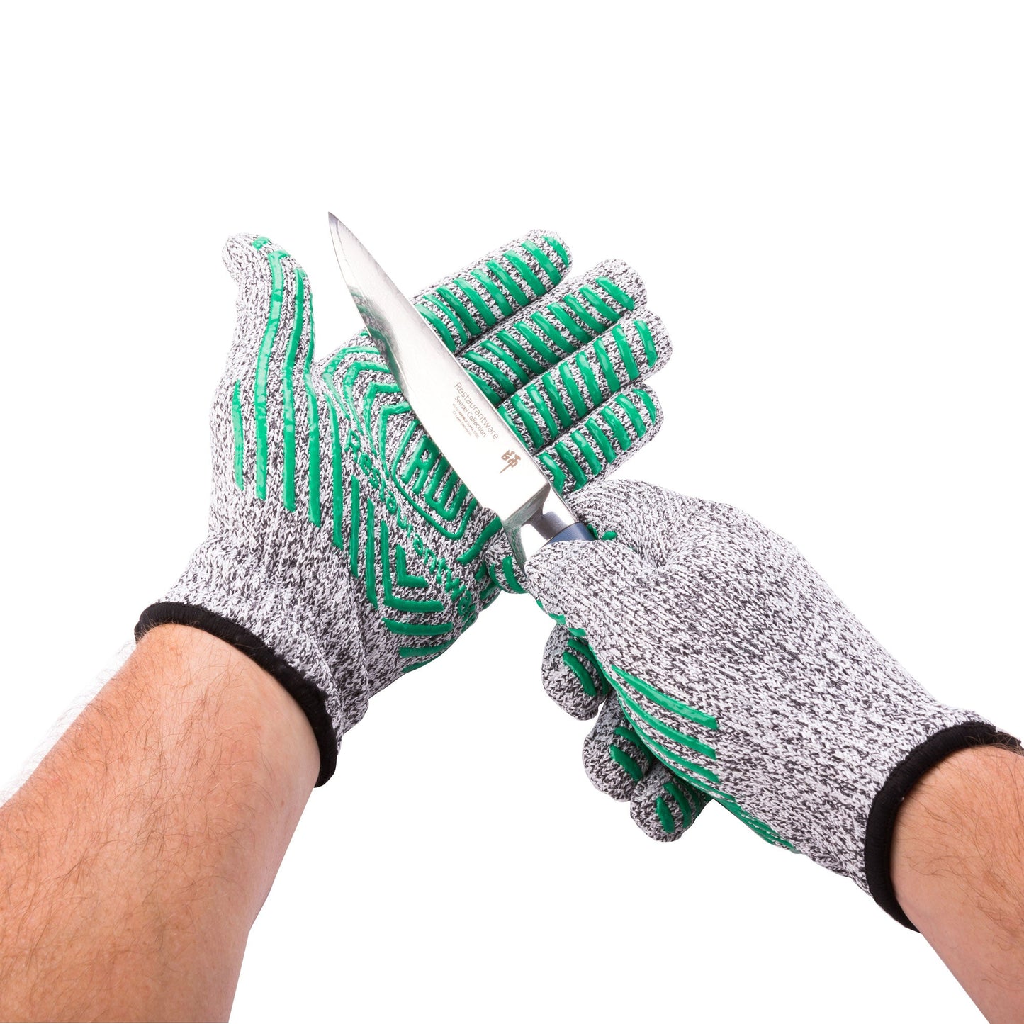 Life Protector Gray Large Cut-Resistant Gloves - Level 5, Non-Slip, Food Safe - 9" x 5" - Pair - 1 count box