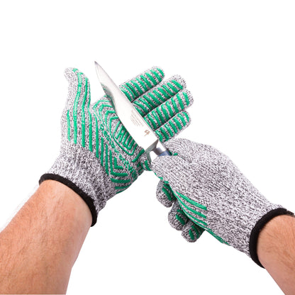 Life Protector Gray Large Cut-Resistant Gloves - Level 5, Non-Slip, Food Safe - 9" x 5" - Pair - 1 count box