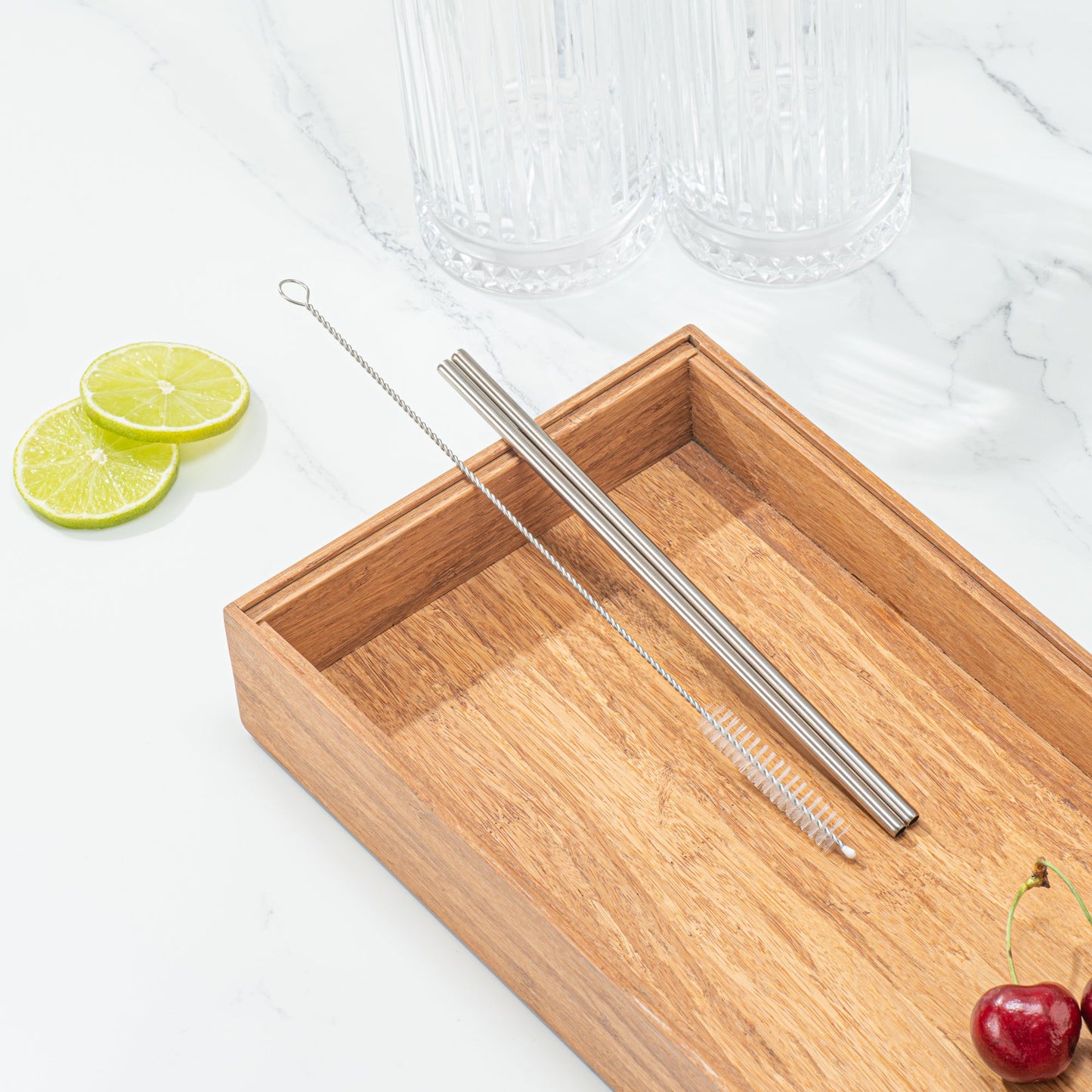 Bar Lux Silver Stainless Steel Straw Cleaning Brush - Reusable - 9 1/2" x 1" x 1" - 2 count box