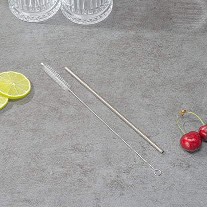 Bar Lux Silver Stainless Steel Straw Cleaning Brush - Reusable - 9 1/2" x 1" x 1" - 2 count box