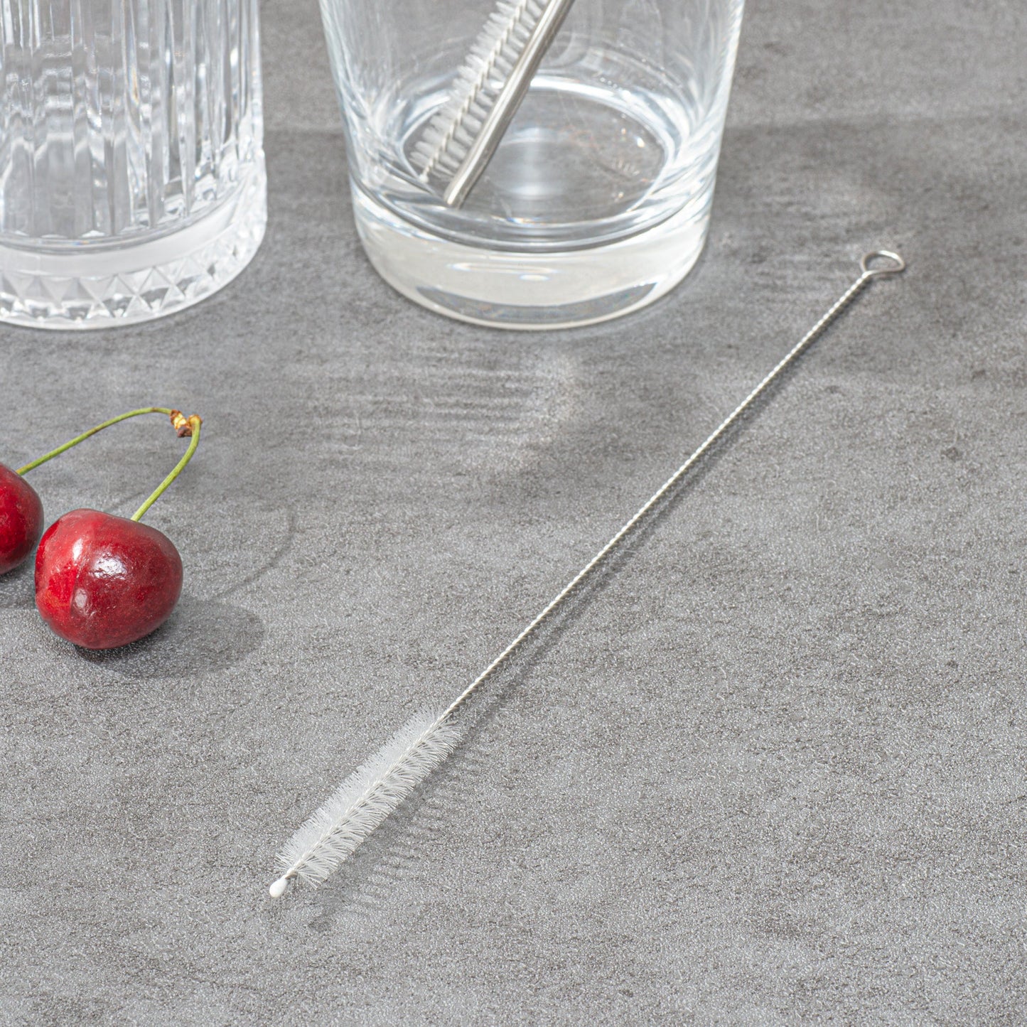 Bar Lux Silver Stainless Steel Straw Cleaning Brush - Reusable - 9 1/2" x 1" x 1" - 2 count box