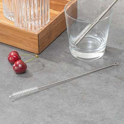 Bar Lux Silver Stainless Steel Straw Cleaning Brush - Reusable - 9 1/2" x 1" x 1" - 2 count box