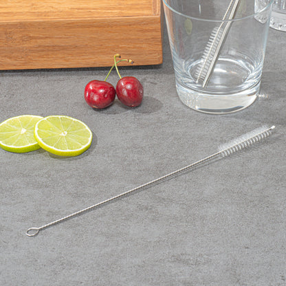 Bar Lux Silver Stainless Steel Straw Cleaning Brush - Reusable - 9 1/2" x 1" x 1" - 2 count box