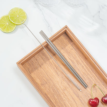 Bar Lux Silver Stainless Steel Straw Cleaning Brush - Reusable - 9 1/2" x 1" x 1" - 2 count box