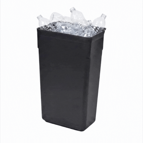 RW Clean Black Plastic Attachable Slim Trash Can - Fits Heavy-Duty Rolling Utility Cart - 13" x 9 1/2" x 22" - 1 count box