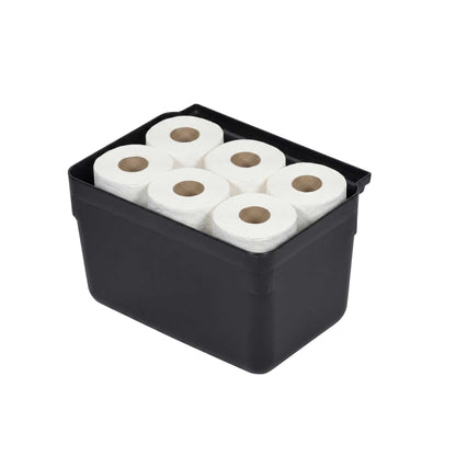RW Clean Black Plastic Attachable Small Bus Tub - Fits Heavy-Duty Rolling Utility Cart - 13" x 9 1/4" x 7" - 1 count box