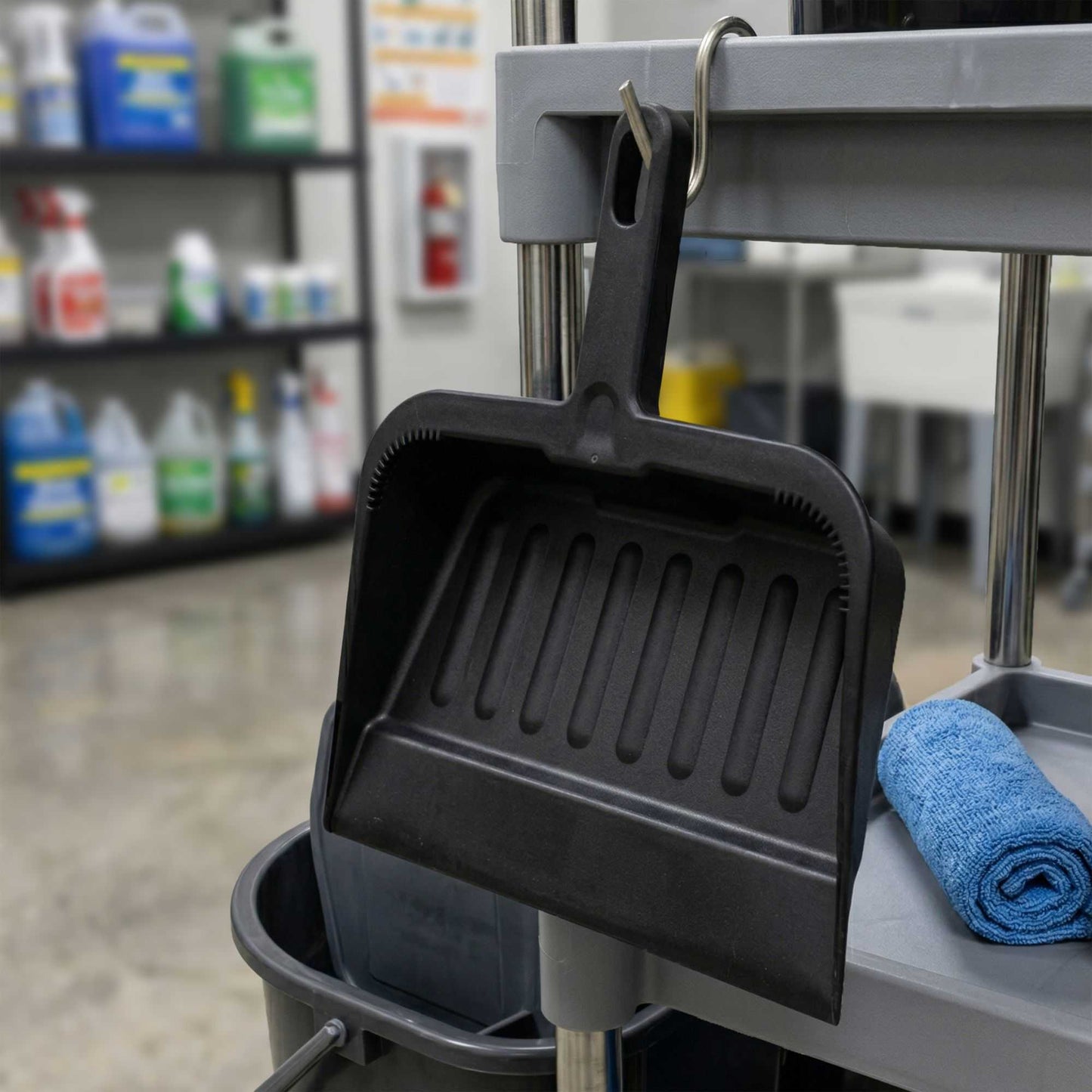 RW Clean Black Plastic Handheld Dustpan - 13" x 12" x 2 3/4" - 1 count box