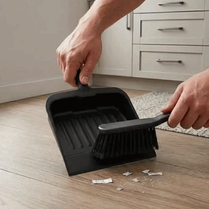 RW Clean Black Plastic Handheld Dustpan - 13" x 12" x 2 3/4" - 1 count box