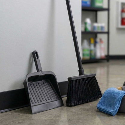 RW Clean Black Plastic Handheld Dustpan - 13" x 12" x 2 3/4" - 1 count box