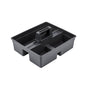 RW Clean Black Plastic Cleaning Caddy - 3 Compartments, with Handle - 15 1/4" x 13 1/4" x 6 3/4" - 1 count box