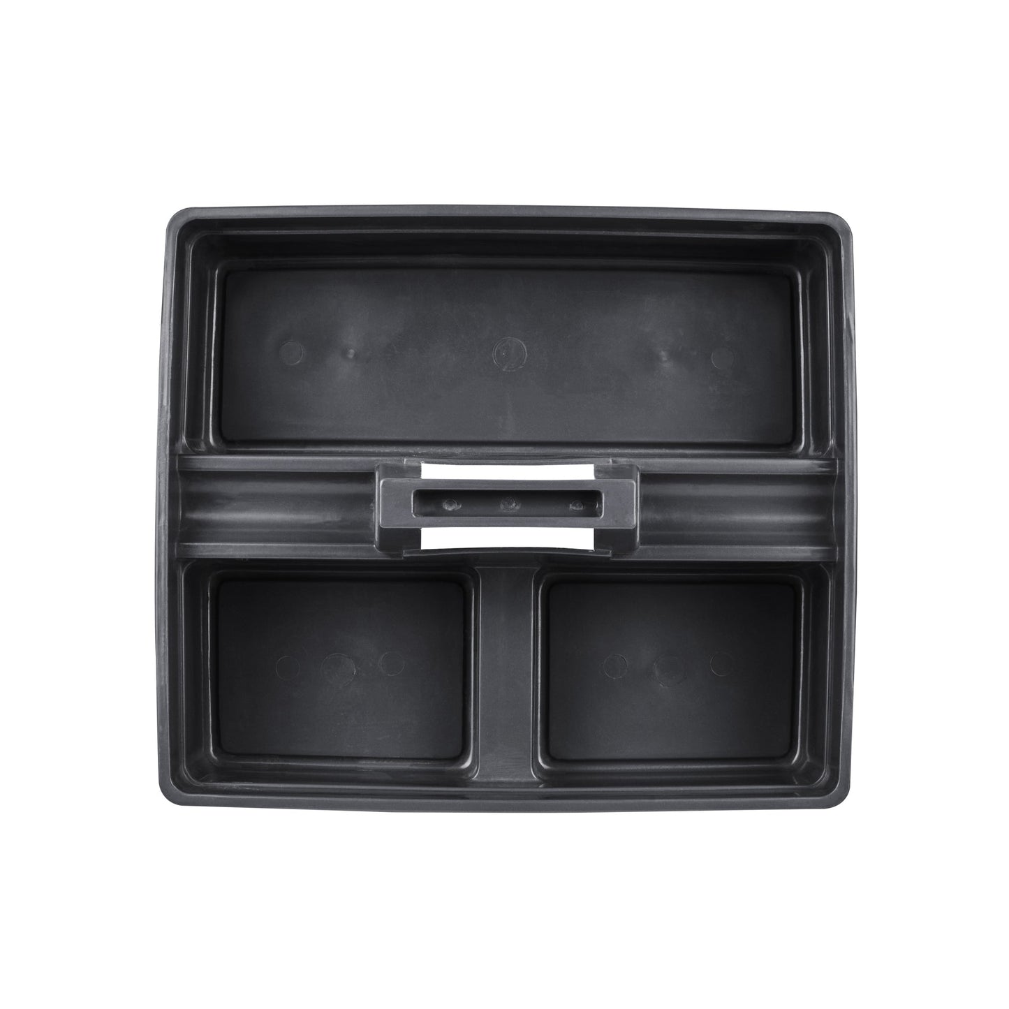 RW Clean Black Plastic Cleaning Caddy - 3 Compartments, with Handle - 15 1/4" x 13 1/4" x 6 3/4" - 1 count box