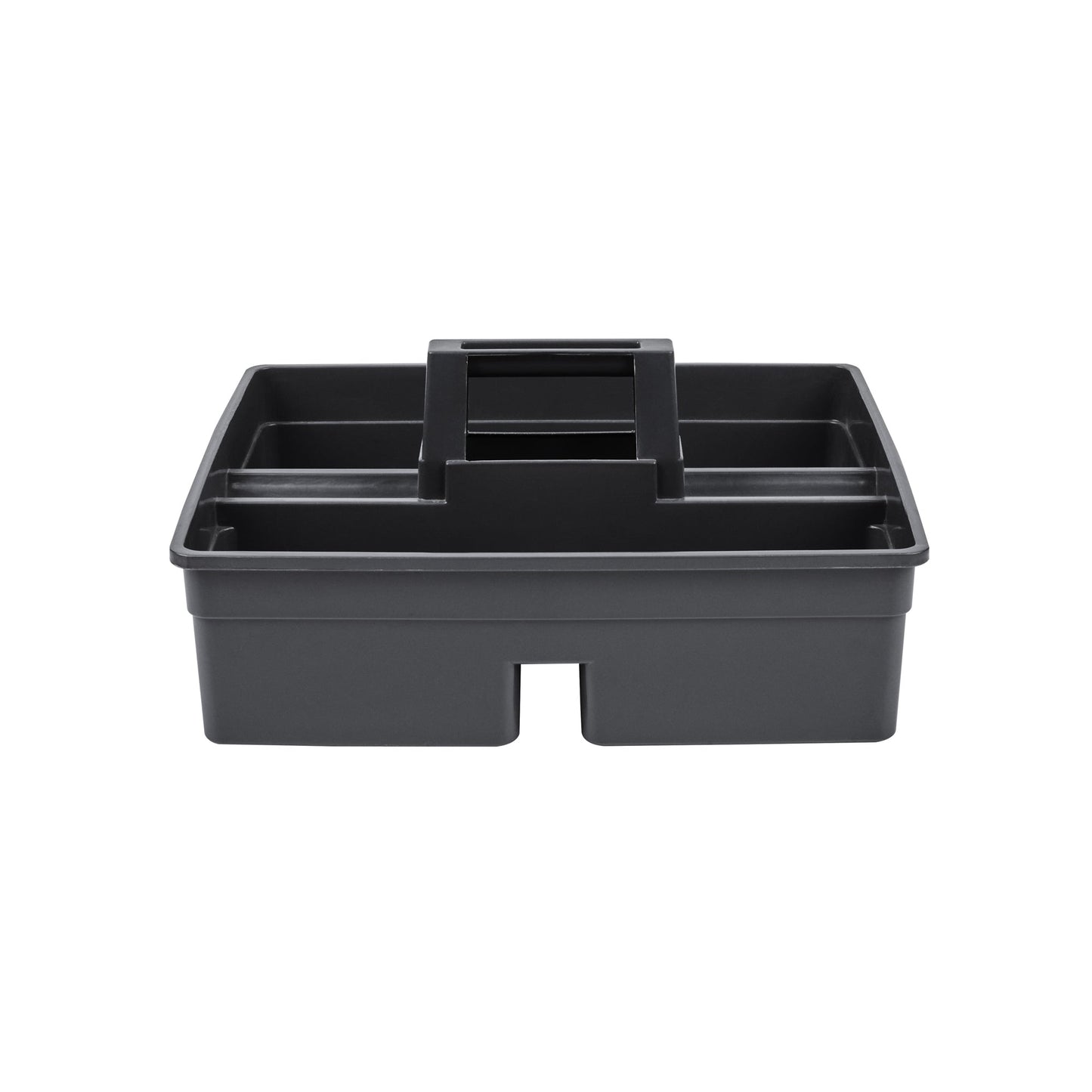RW Clean Black Plastic Cleaning Caddy - 3 Compartments, with Handle - 15 1/4" x 13 1/4" x 6 3/4" - 1 count box