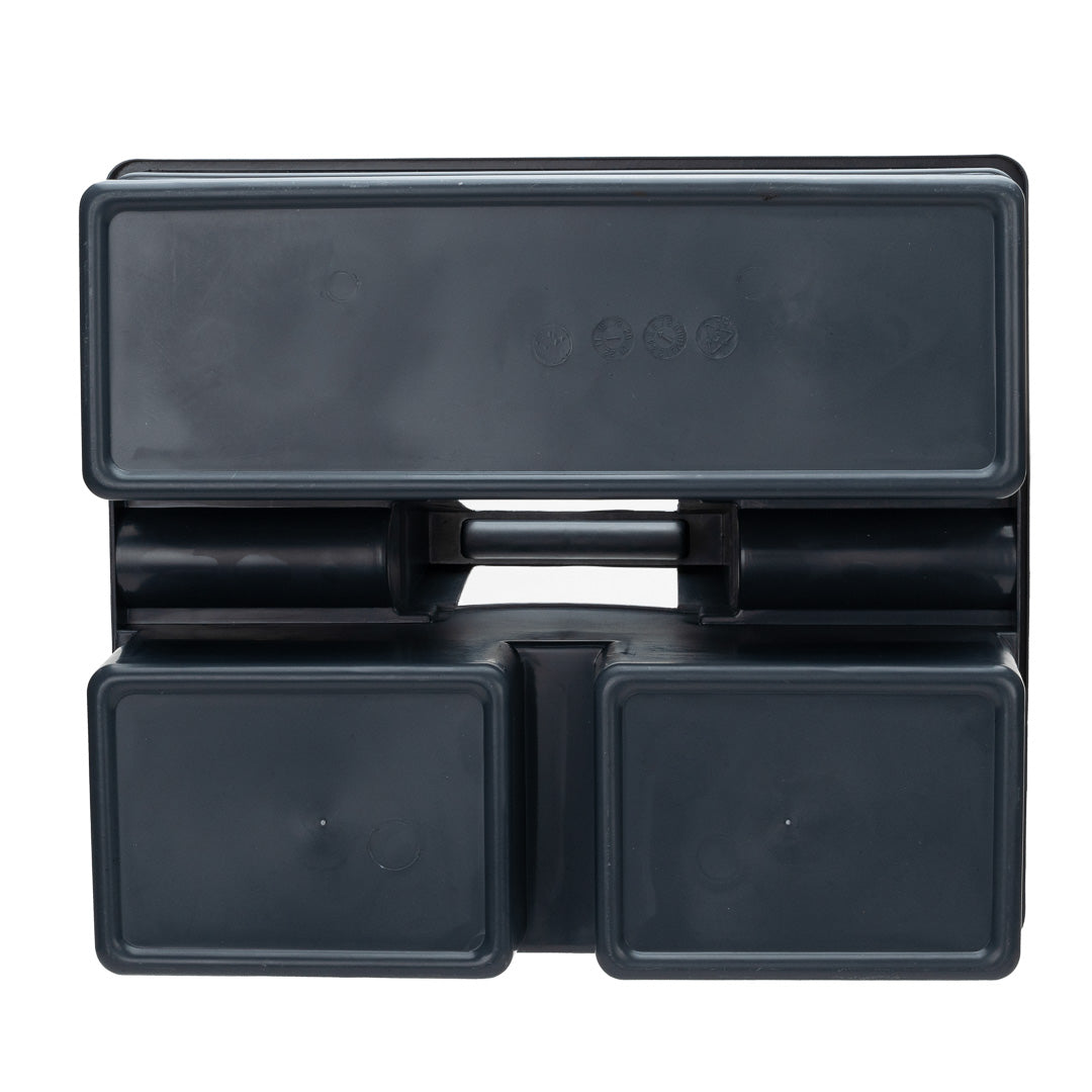 RW Clean Black Plastic Cleaning Caddy - 3 Compartments, with Handle - 15 1/4" x 13 1/4" x 6 3/4" - 1 count box