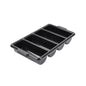 RW Clean Black Plastic Cutlery Box - 4 Compartments, with Handles - 22" x 14 1/4" x 3 1/2" - 1 count box