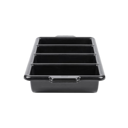 RW Clean Black Plastic Cutlery Box - 4 Compartments, with Handles - 22" x 14 1/4" x 3 1/2" - 1 count box