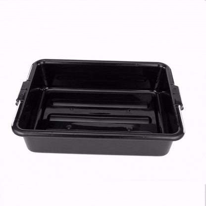 RW Clean Black Plastic Bus Tub - Easy Grip - 21 1/4" x 15 3/4" x 4 3/4" - 12 count box