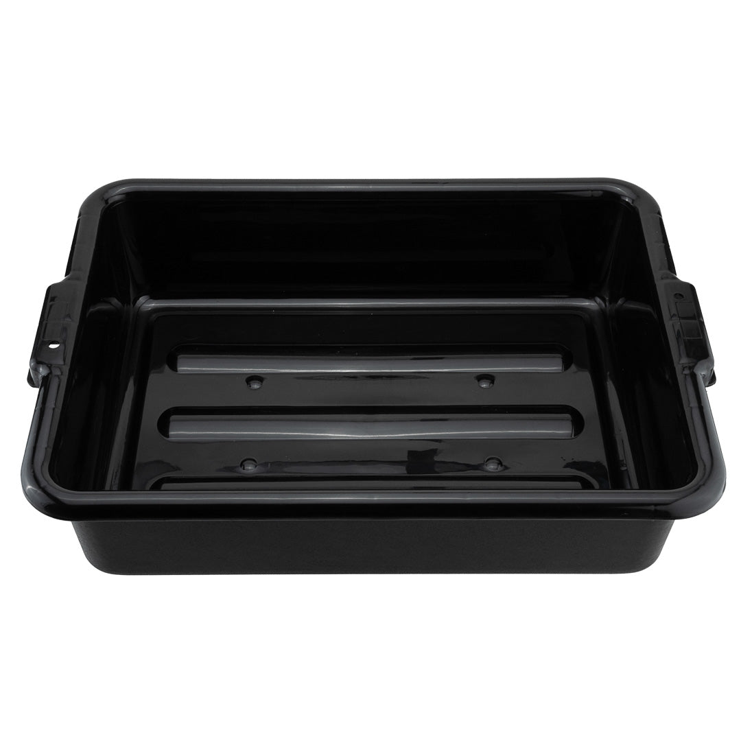 RW Clean Black Plastic Bus Tub - Easy Grip - 21 1/4" x 15 3/4" x 4 3/4" - 12 count box