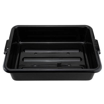RW Clean Black Plastic Bus Tub - Easy Grip - 21 1/4" x 15 3/4" x 4 3/4" - 12 count box